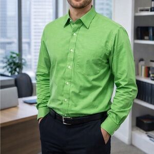 J. FERRAR MODERN FIT LIGHT GREEN DRESS SHIRT SIZE XXL 18-18 1/2